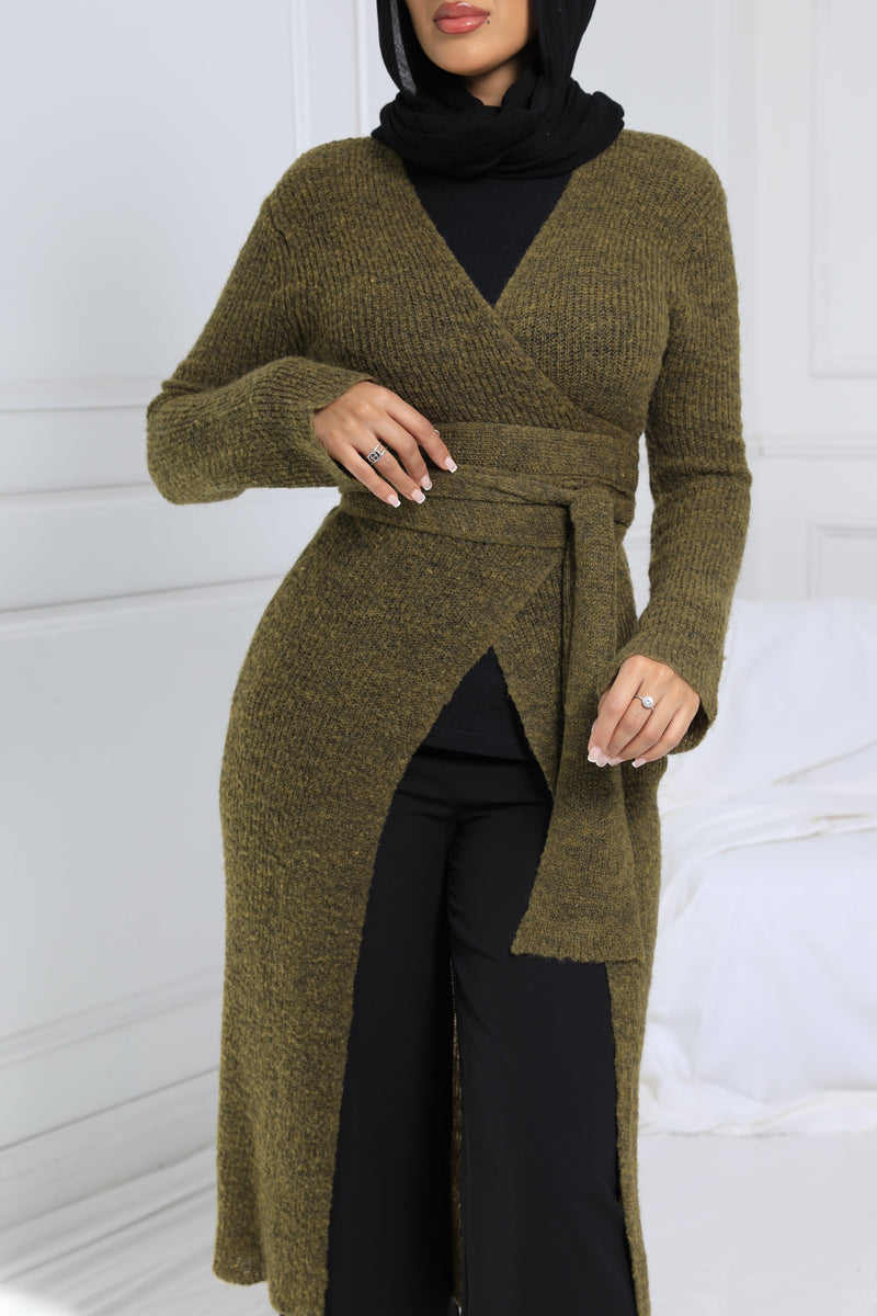 AYLIA KNIT WRAP KHAKI
