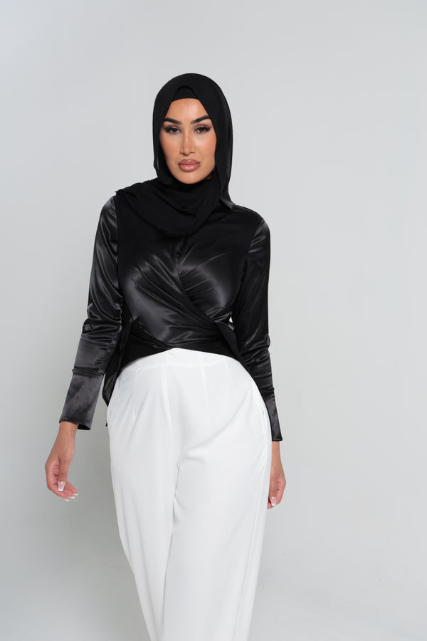 BOTTEGA SATIN SHIRT | BLACK