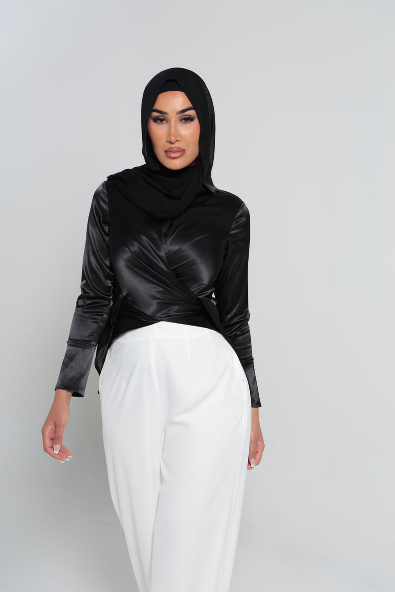 BOTTEGA SATIN SHIRT | BLACK
