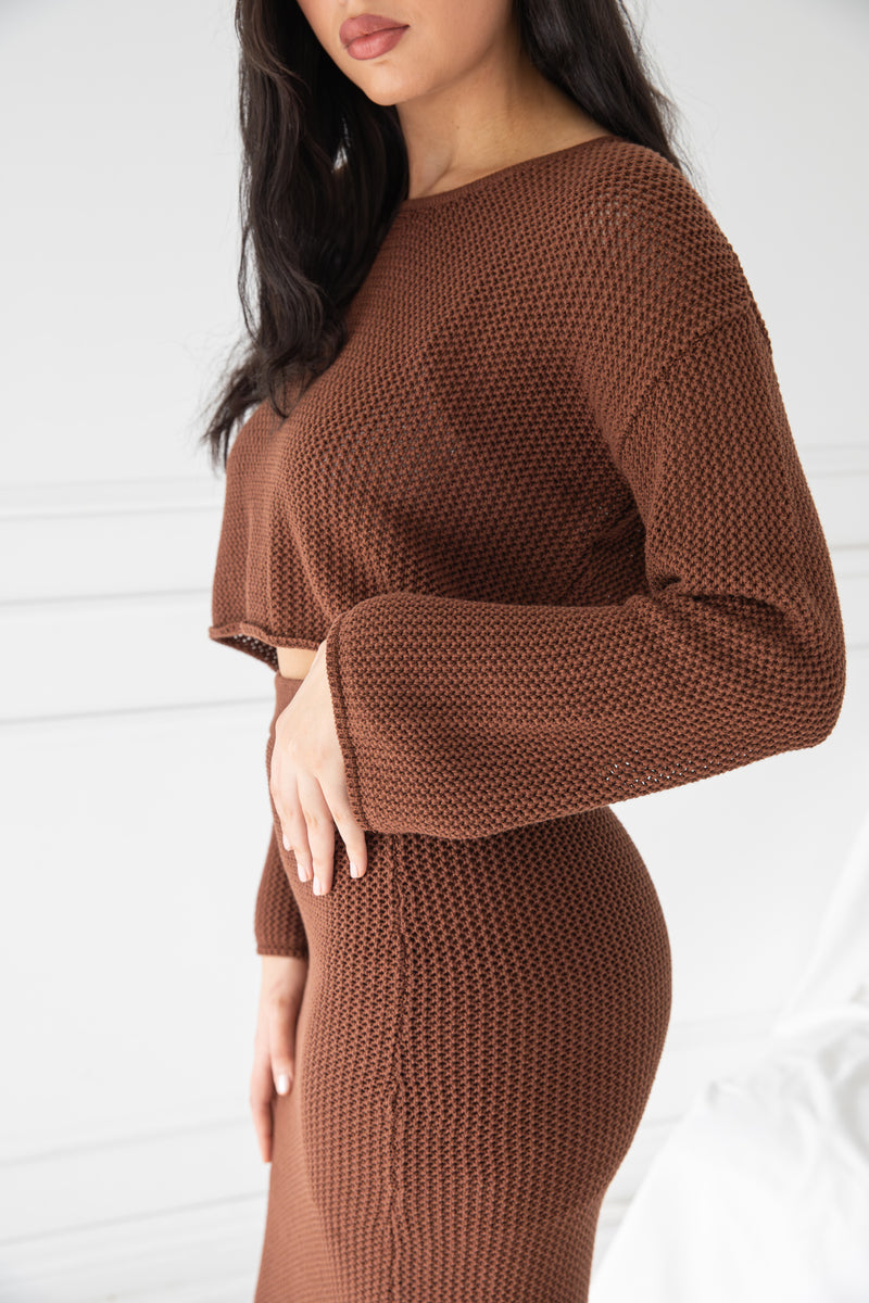 EVERLY KNIT SKIRT | BROWN