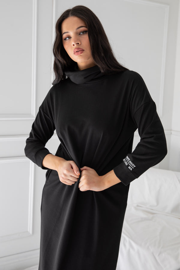 REPUBLIC TURTLE NECK SPORTS DRESS | BLACK