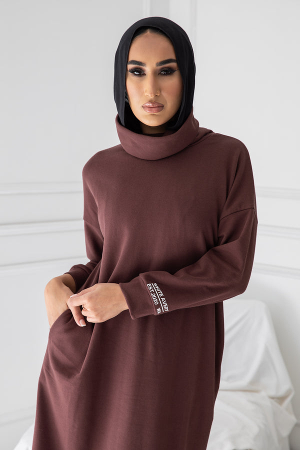 REPUBLIC TURTLE NECK SPORTS DRESS | BROWN