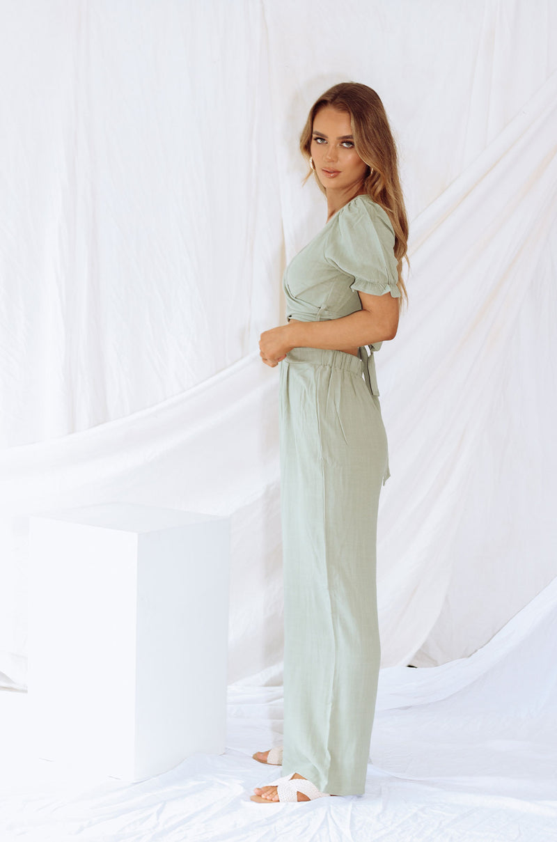 Juliette Wrap Front Top - KHAKI