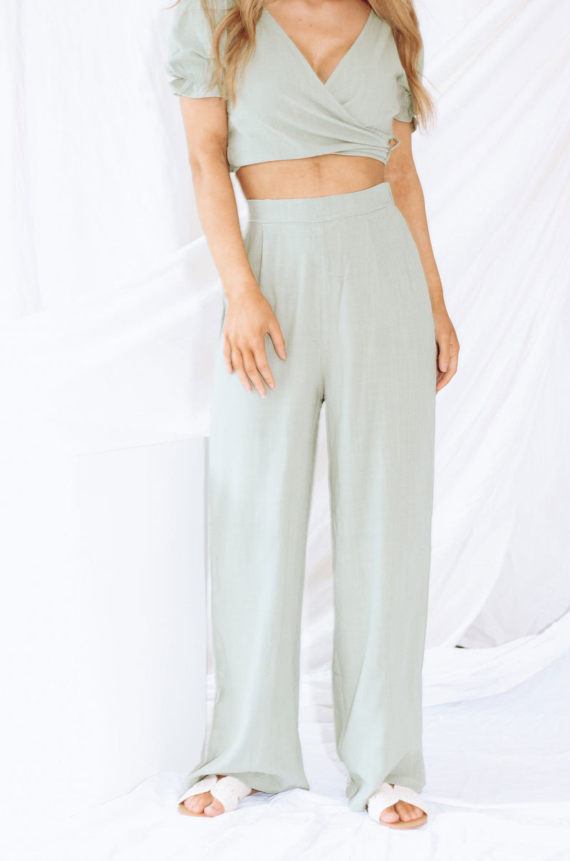 Juliette Wrap Front Top - KHAKI