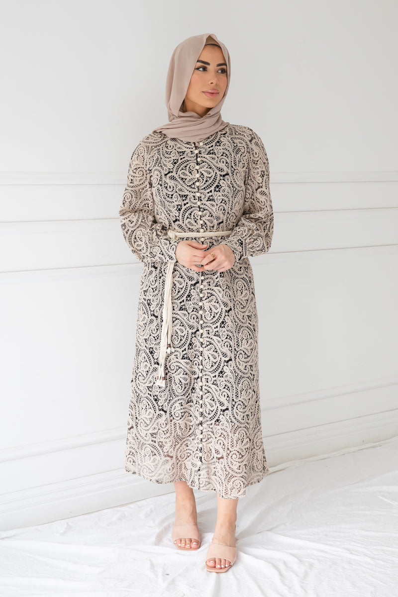 Yvette Lace Dress | Beige