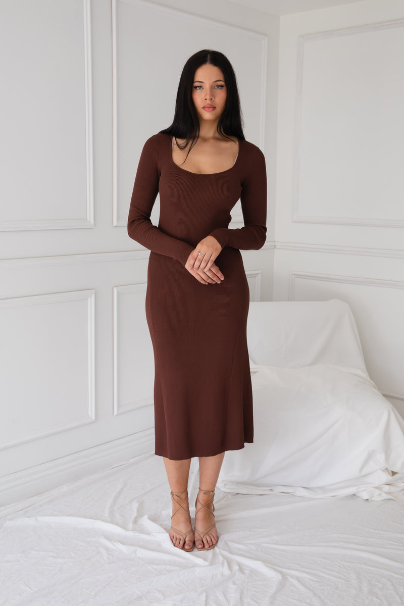 MELANIE KNIT DRESS | BROWN