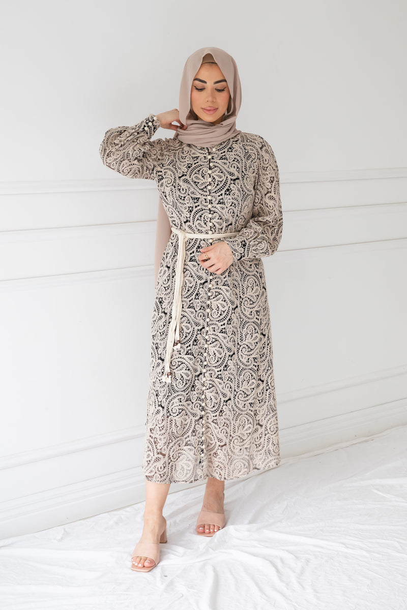 Yvette Lace Dress | Beige