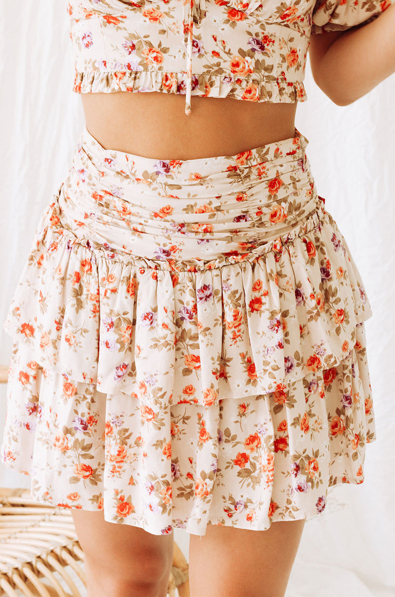 POSY MINI SKIRT - BEIGE FLORAL