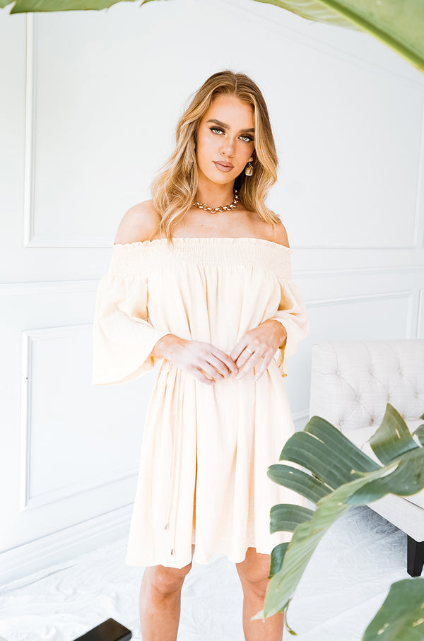 MATILDA OFF SHOULDER DRESS | YELLOW